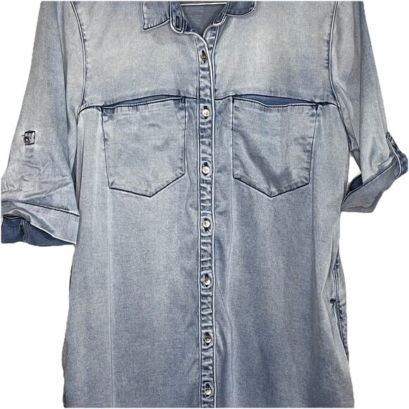 Calvin Klein Jeans Shirtdress Light Wash Denim Button Front Women Size XL - Picture 8 of 8